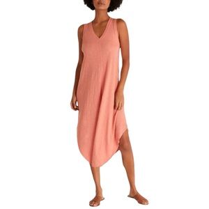 Z Supply Reverie Cotton Slub Sleeveless Midi Dress in Canyon Rose